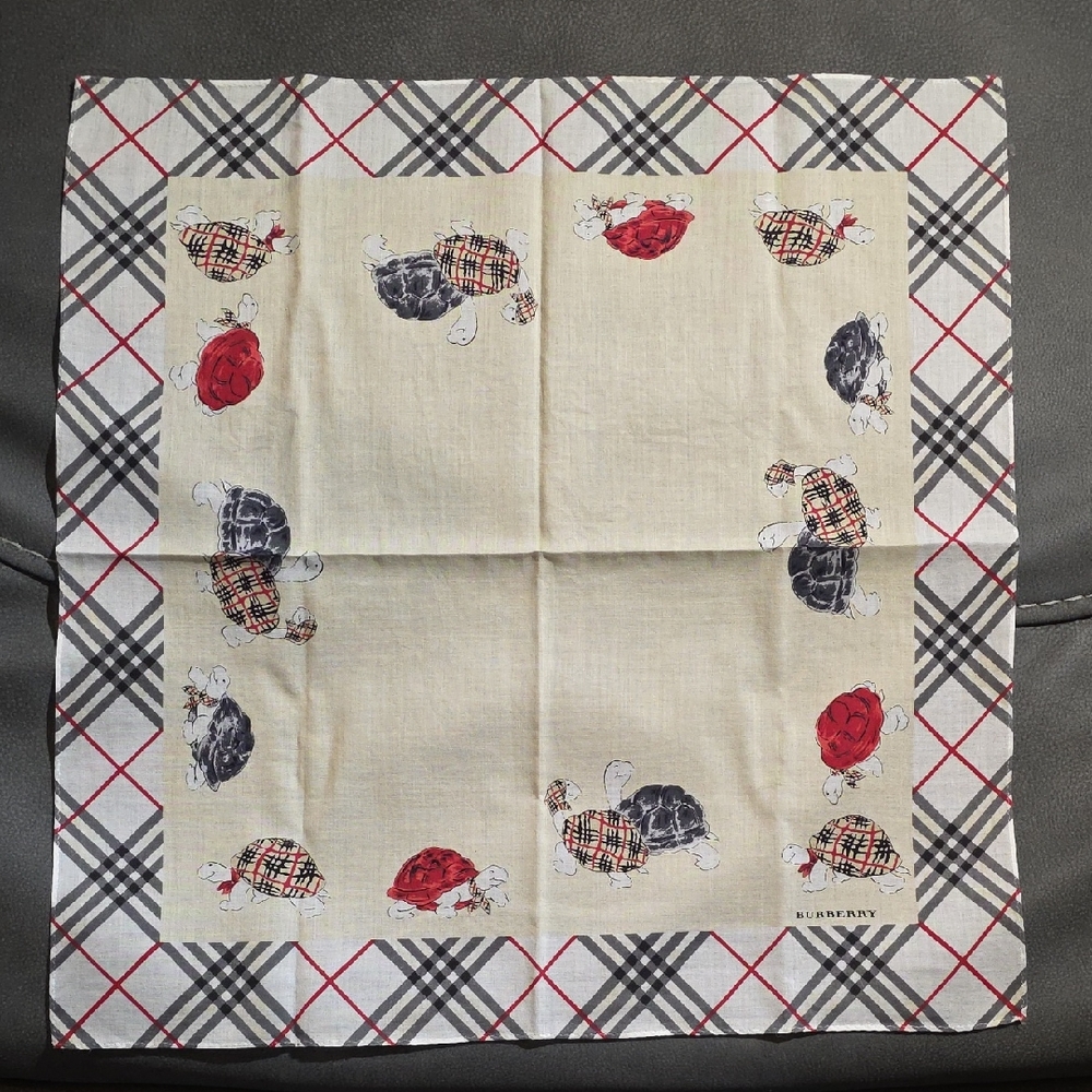 Rare Burberry Cream and Black Tortoise Print Scarf